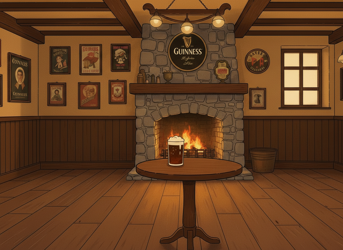 Michael's Pub fireplace interior