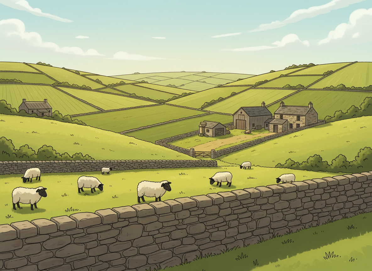 Irish farm and sheep